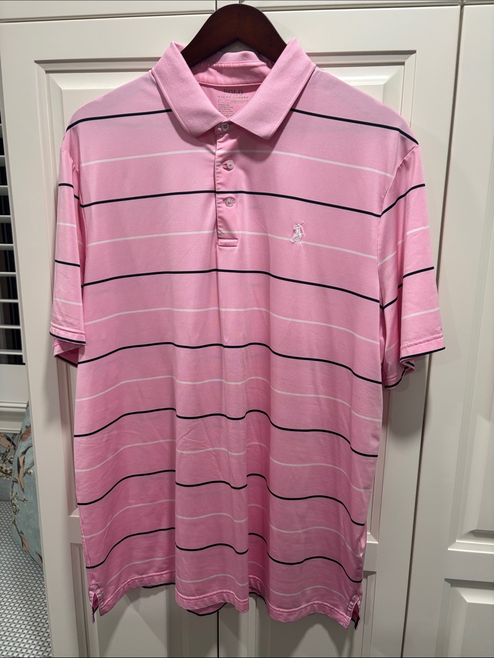 Polo Ralph Lauren Pink Polo with Navy & White Stripes
